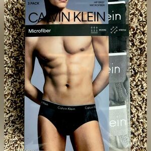 CALVIN KLEIN MICROFIBER STRETCH 3-PACK HIP BRIEFS MENS UNDERWEAR M